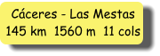 Cáceres - Las Mestas 145 km  1560 m  11 cols