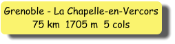 Grenoble - La Chapelle-en-Vercors 75 km  1705 m  5 cols