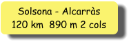 Solsona - Alcarràs 120 km  890 m 2 cols